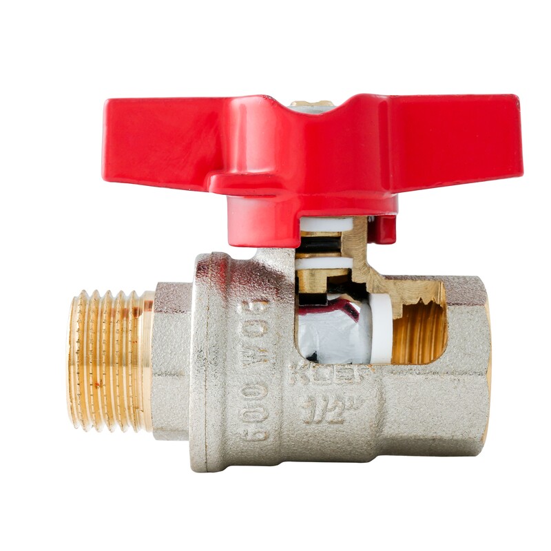 Кран шаровой ГШМ Koer Extreme KE.218-20 - 3/4" FM ручка "бабочка" красная