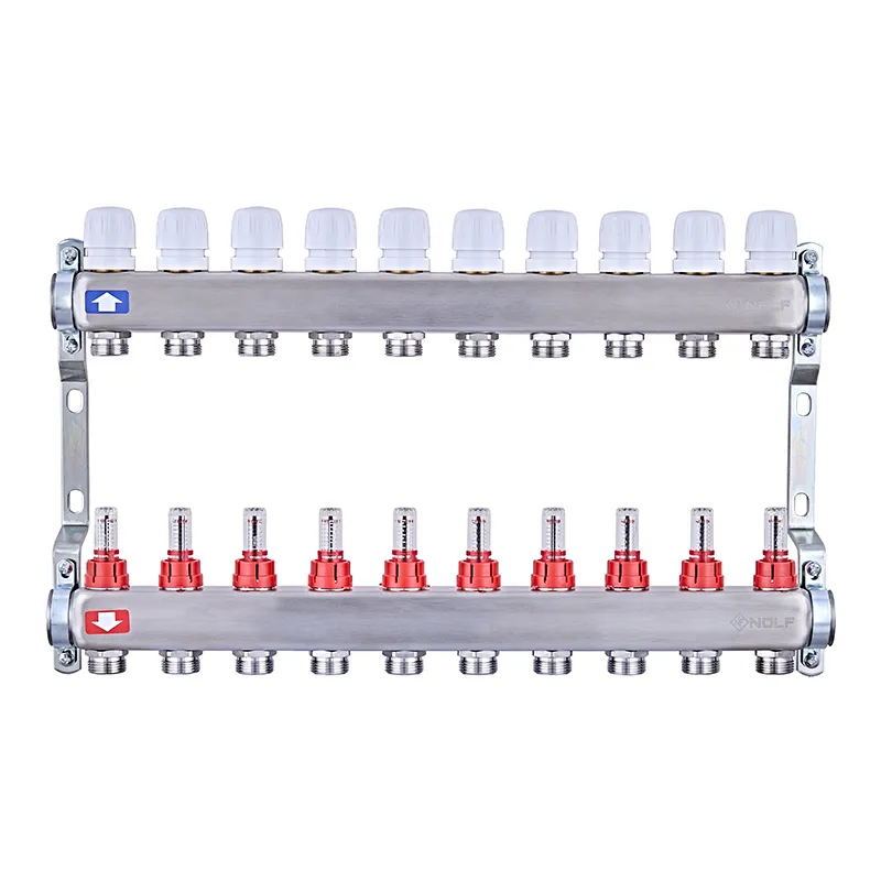 Коллекторный блок с расходомерами Nolf NF.2100-10S 1"x10 (корпус нержавеющая сталь)