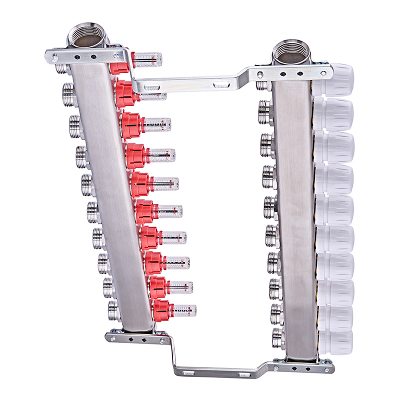 Коллекторный блок с расходомерами Nolf NF.2100-10S 1"x10 (корпус нержавеющая сталь)