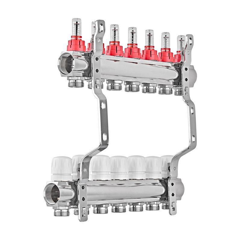 Коллекторный блок с расходомерами EUROPRODUCT EP.B3110-07-1 «x7 (корп. латунь)