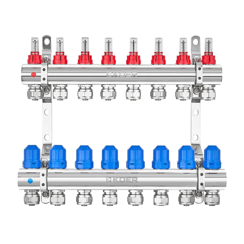 Коллекторный блок с расходомерами и евроконусами Koer KR.1210-8 - 1"x8 WAYS