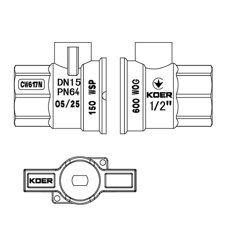 Кран с американкой Koer Extreme KE.227-15 - 1/2" ручка "бабочка" красная