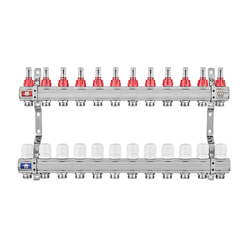 Коллекторный блок с расходомерами EUROPRODUCT EP.B3110-12-1 «x12 (корп. латунь)