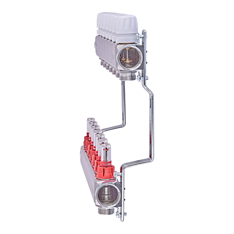 Коллекторный блок с расходомерами Nolf NF.2100-07S 1"x7 (корпус нержавеющая сталь)