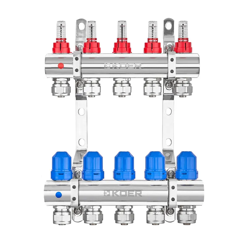 Коллекторный блок с расходомерами и евроконусами Koer KR.1210-5 - 1"x5 WAYS