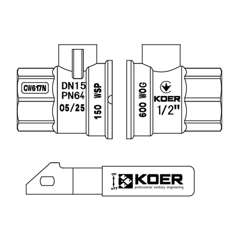 Кран шаровой ГШВ Koer Extreme KE.215-50 - 2" FM ручка "рычаг" красная