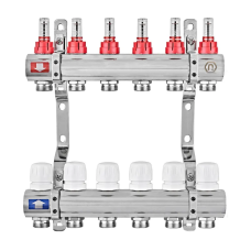 Коллекторный блок с расходомерами EUROPRODUCT EP.B3110-06-1 «x6 (корп. латунь)