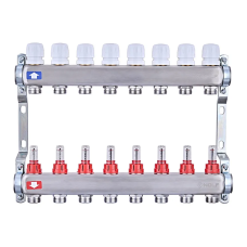Коллекторный блок с расходомерами Nolf NF.2100-08S 1"x8 (корпус нержавеющая сталь)