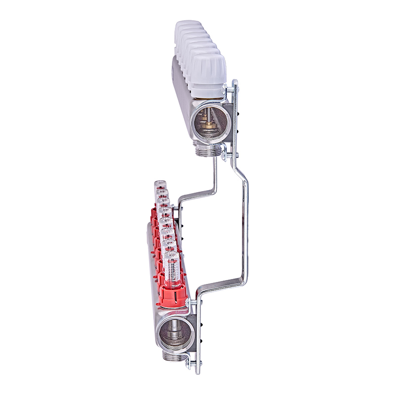 Коллекторный блок с расходомерами Nolf NF.2100-08S 1"x8 (корпус нержавеющая сталь)