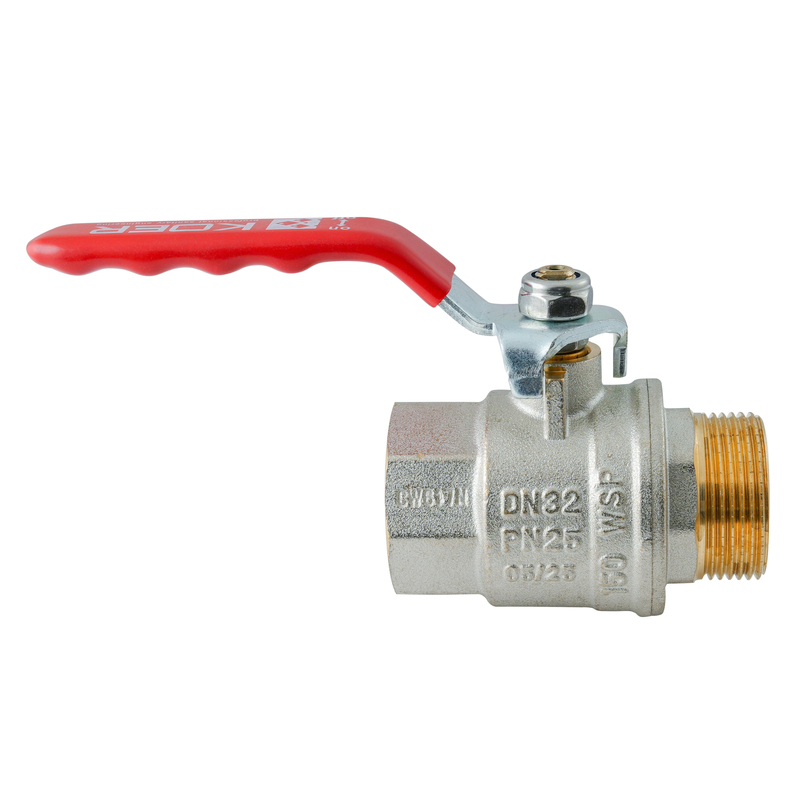 Кран шаровой ГШВ Koer Extreme KE.215-32 - 1 1/4" FM ручка "рычаг" красная