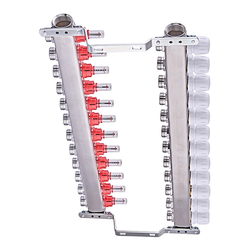 Коллекторный блок с расходомерами Nolf NF.2100-12S 1"x12 (корпус нержавеющая сталь)