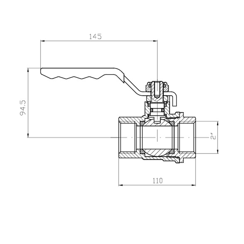 Кран шаровой ГГВ Koer Extreme KE.214-50 - 2" FF ручка "рычаг" красная