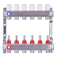 Коллекторный блок с расходомерами Nolf NF.2100-06S 1"x6 (корпус нержавеющая сталь)