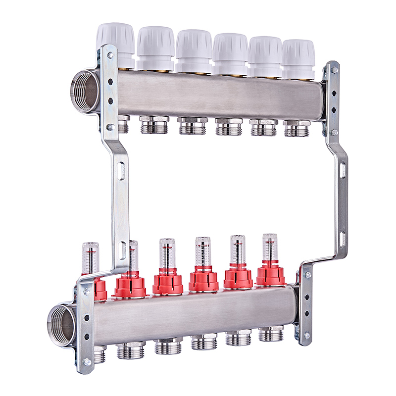 Коллекторный блок с расходомерами Nolf NF.2100-06S 1"x6 (корпус нержавеющая сталь)