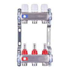 Коллекторный блок с расходомерами Nolf NF.2100-03S 1"x3 (корпус нержавеющая сталь)