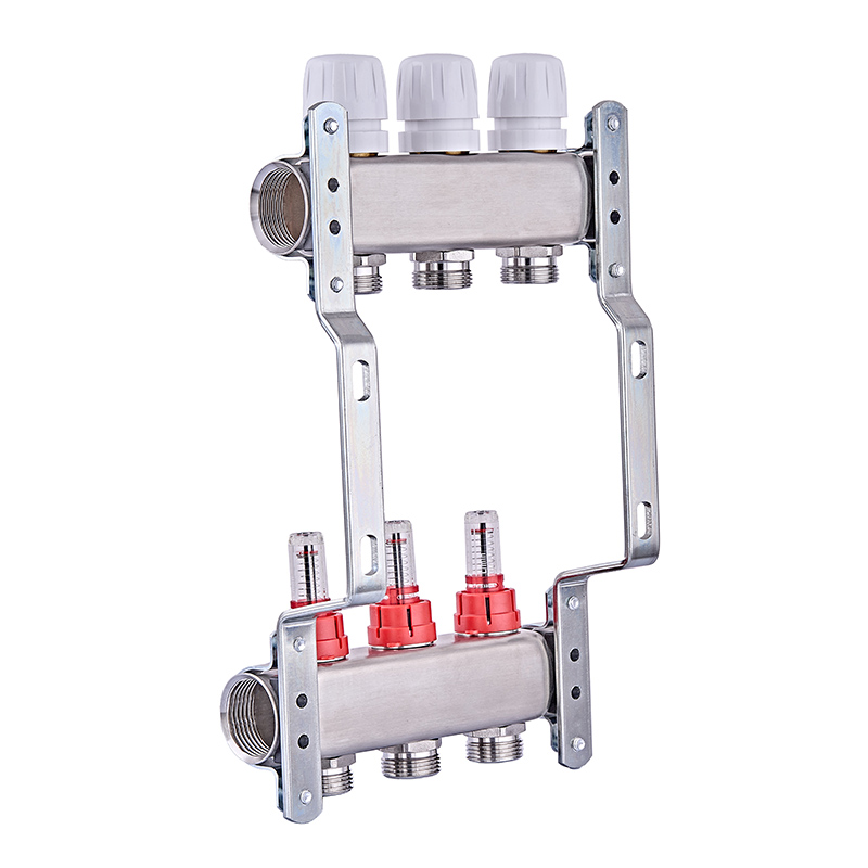 Коллекторный блок с расходомерами Nolf NF.2100-03S 1"x3 (корпус нержавеющая сталь)