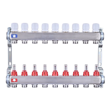 Коллекторный блок с расходомерами Nolf NF.2100-09S 1"x9 (корпус нержавеющая сталь)