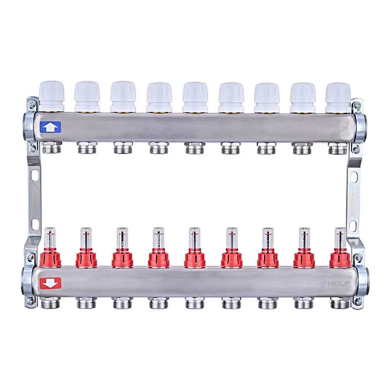 Коллекторный блок с расходомерами Nolf NF.2100-09S 1"x9 (корпус нержавеющая сталь)