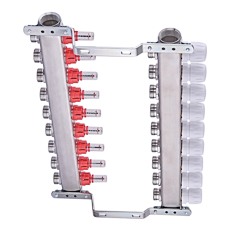 Коллекторный блок с расходомерами Nolf NF.2100-09S 1"x9 (корпус нержавеющая сталь)
