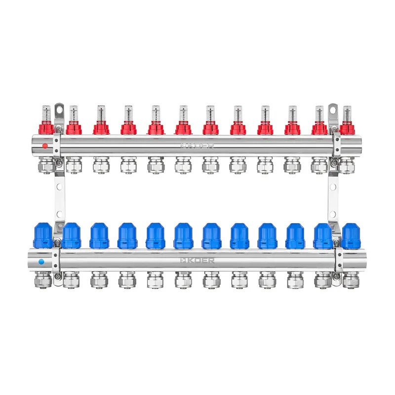Коллекторный блок с расходомерами и евроконусами Koer KR.1210-12 - 1"x12 WAYS