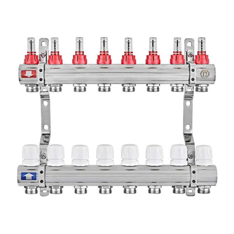 Коллекторный блок с расходомерами EUROPRODUCT EP.B3110-08-1 «x8 (корп. латунь)