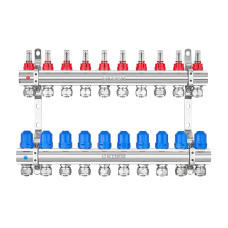 Коллекторный блок с расходомерами и евроконусами Koer KR.1210-10 - 1"x10 WAYS
