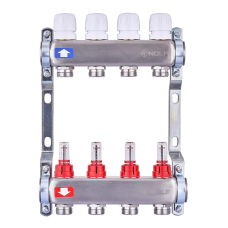 Коллекторный блок с расходомерами Nolf NF.2100-04S 1"x4 (корпус нержавеющая сталь)