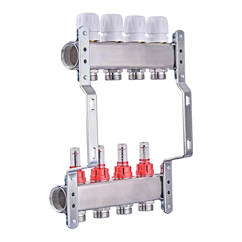 Коллекторный блок с расходомерами Nolf NF.2100-04S 1"x4 (корпус нержавеющая сталь)