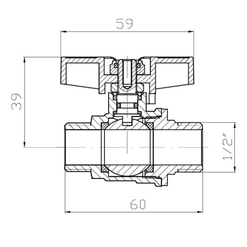 Кран шаровый ШШМ Koer Extreme KE.219-15 - 1/2" MM ручка "бабочка" красная