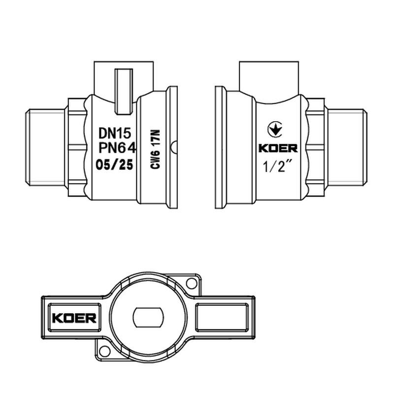 Кран шаровый ШШМ Koer Extreme KE.219-15 - 1/2" MM ручка "бабочка" красная
