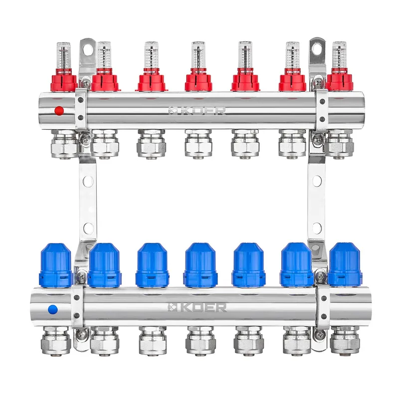 Коллекторный блок с расходомерами и евроконусами Koer KR.1210-7 - 1"x7 WAYS
