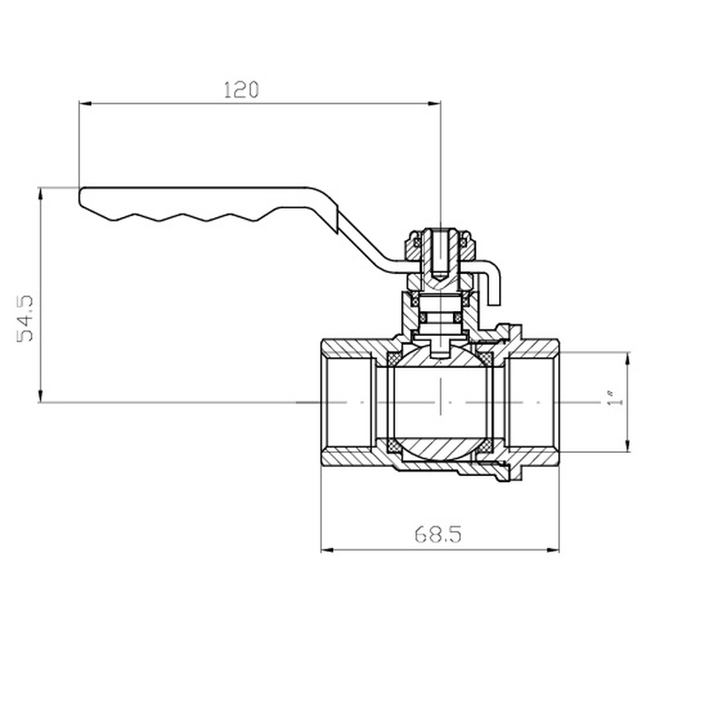 Кран шаровый ГГВ Koer Extreme KE.214-25 - 1" FF ручка "рычаг" красная