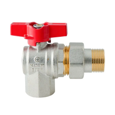 Кран с американкой угловой Koer Extreme KE.228-20 - 3/4" ручка "бабочка" красная