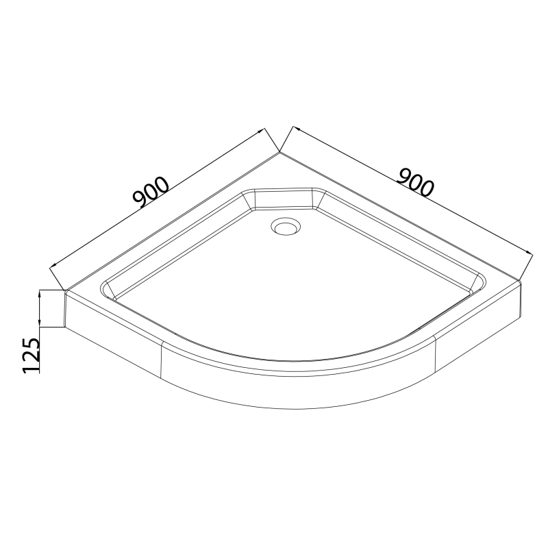 Душовий піддон з сифоном Mixxus PLAIN ST01-90x90x13 діаметр зливу 52 мм