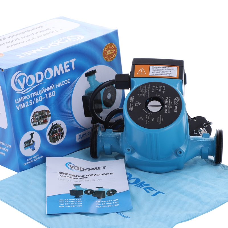 Насос циркуляционный Vodomet VM25/60-180 с кабелем, без гаек