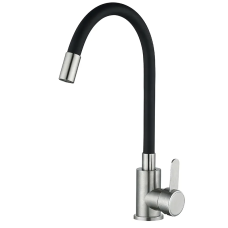 Смеситель для кухни с черным гибким изливом Mixxus FAN-011 Refl.Black (нерж. сталь)