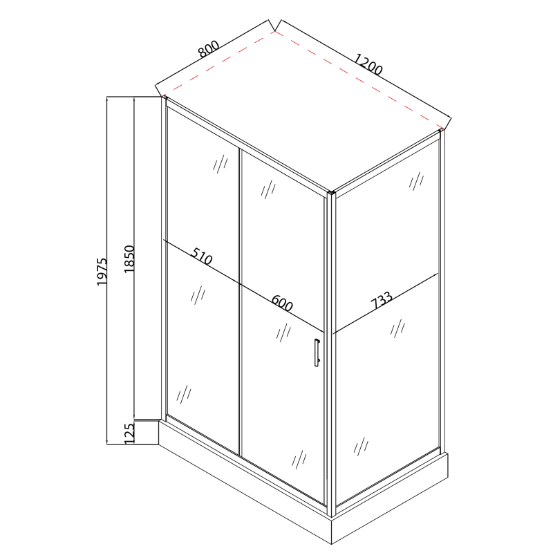 Душова кабіна з низьким піддоном Mixxus HARD SCT01-120x80x198-TR CHROME прозоре скло 5мм (MI69