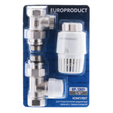 Комплект для підключення радіатора Europroduct EP.1301 - 1/2'' (Прямий з термоголовкою)