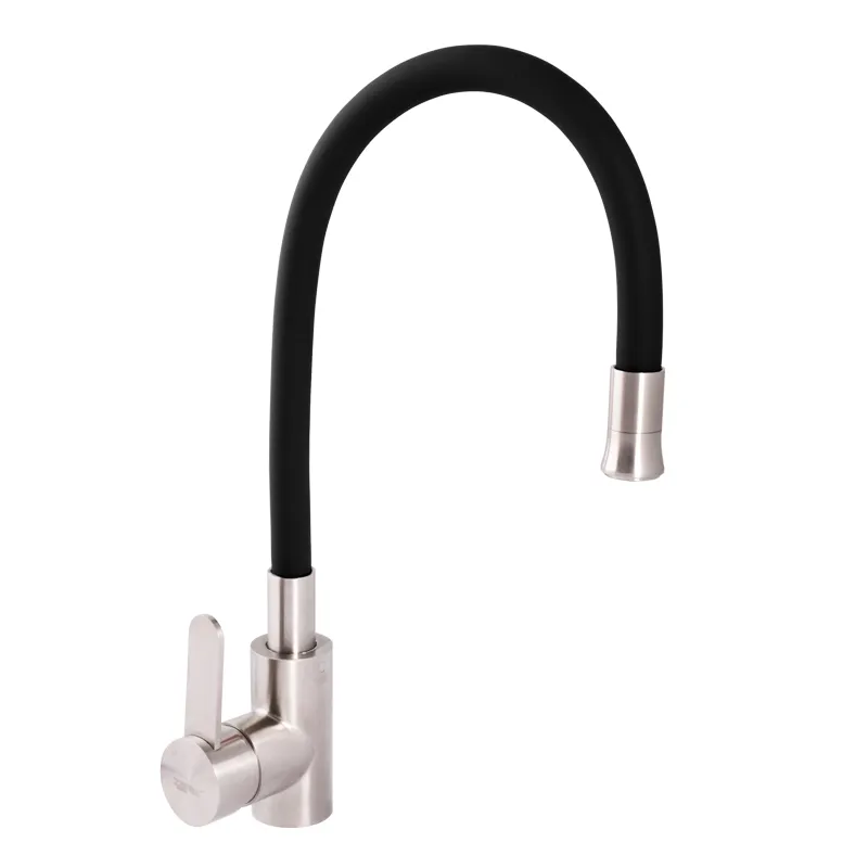 Смеситель для кухни Zerix LR74004-2 с черным гибким изливом