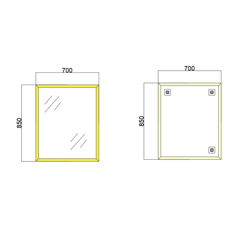 Зеркало настенное Zerix FONTE MRZ09-700x850-REVERSE GOLD прямоугольное в золотой раме