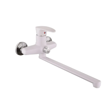 Смеситель для ванны Plamix Cezar-006 EURO SET White (со шлангом, лейкой и кронштейном)