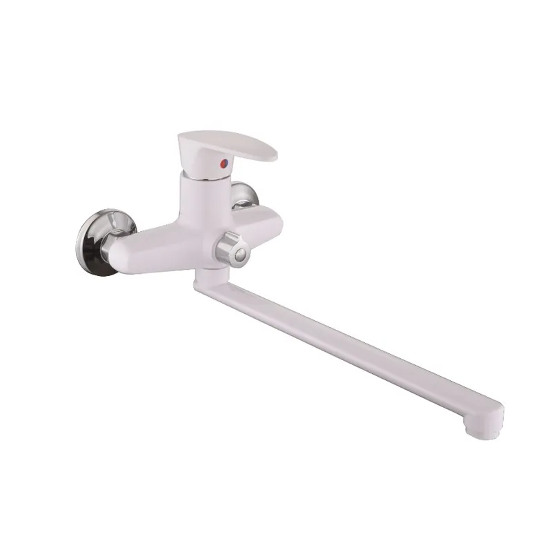 Смеситель для ванны Plamix Cezar-006 EURO SET White (со шлангом, лейкой и кронштейном)