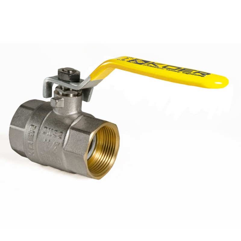 Кран шаровой KOER KR.214.G - 1 1/4" FF ГГВ YELLOW, ручка "рычаг" желтая