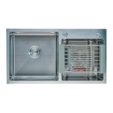 Мийка Zerix ZH7843DS-215 (3.0/1.0) Satin з диспенсером і сушаркою для посуду
