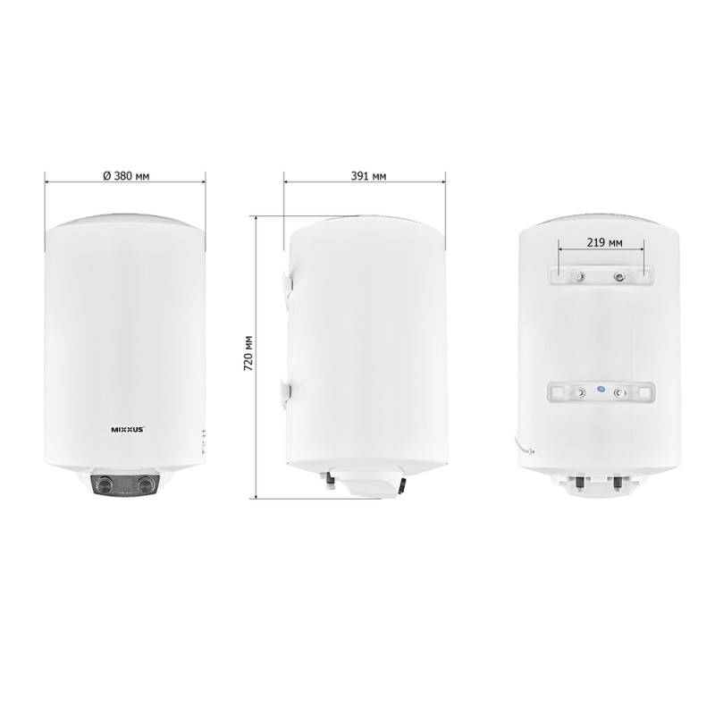 Водонагреватель "Цилиндр" MIXXUS EWH-08050 ROUND DRY накопительный 50 л, сухой тен 2 kW