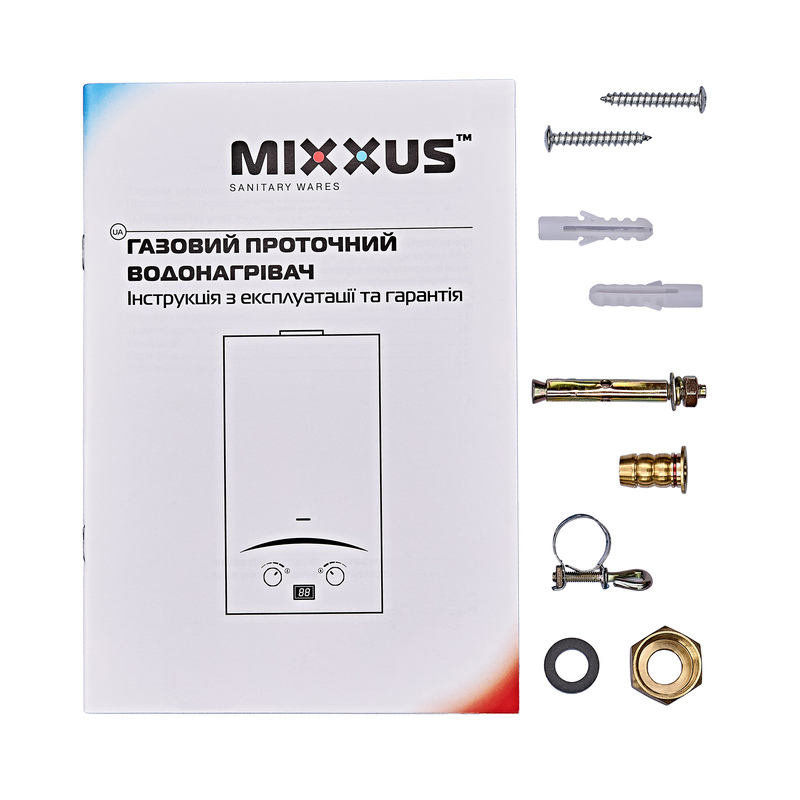 Газова колонка MIXXUS GWH-0510 BASIC GLASS димохідна 10 л/хв (панель зі скла з малюнком) (WH00)