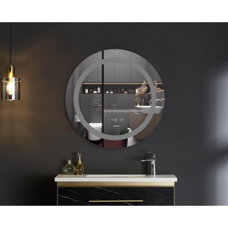 Зеркало Mixxus PLAIN MC02-60-CASE с LED Touch, Anti-fog, димером, рег. яркости, часами