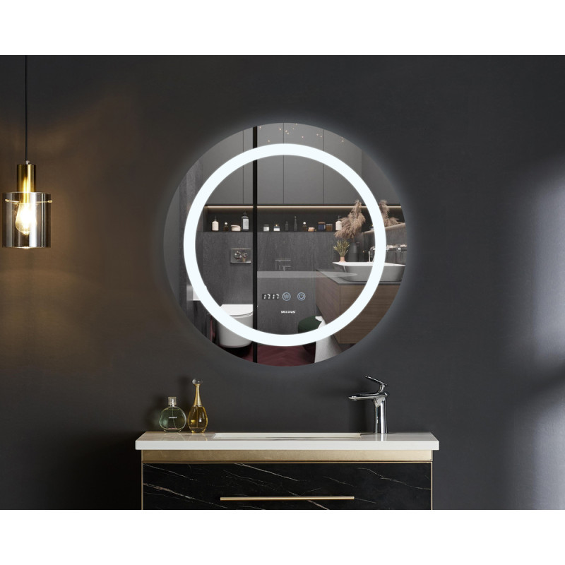 Зеркало Mixxus PLAIN MC02-60-CASE с LED Touch, Anti-fog, димером, рег. яркости, часами