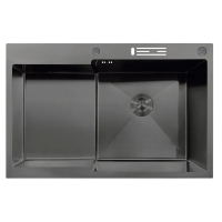 Мойка MIXXUS MH7849R-HK NANO-BLACK (3.0/0.9) из нержавеющей стали "глубокое крыло", с подставкой по