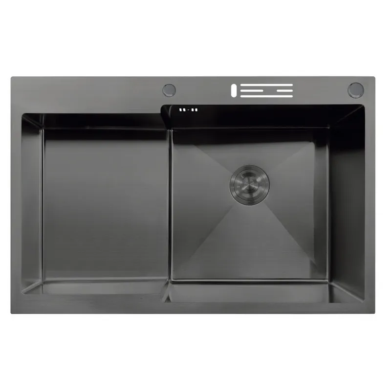 Мойка MIXXUS MH7849R-HK NANO-BLACK (3.0/0.9) из нержавеющей стали "глубокое крыло", с подставкой по